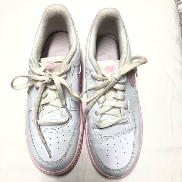 Nike Air Force 1 Low White and Pink Sneakers.Size Y2 Youth Pre Owned Excellent - Picture 2 of 11